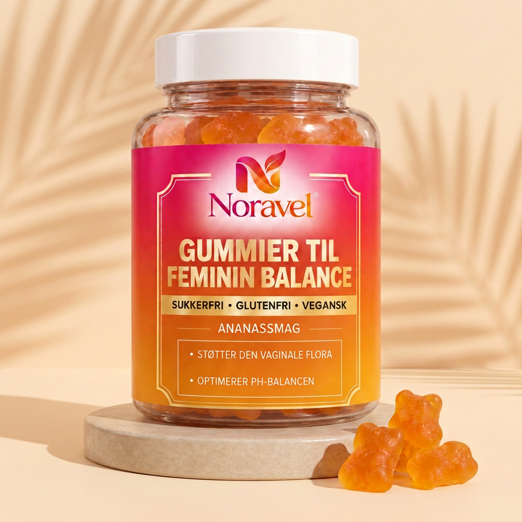 Noravel bøtte med 60 gummies på stensokkel